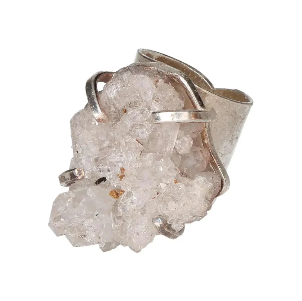 Silver Cuff Ring with Hematite Cluster – Calm Energy and Natural Beauty 598132 P30 - Image 2