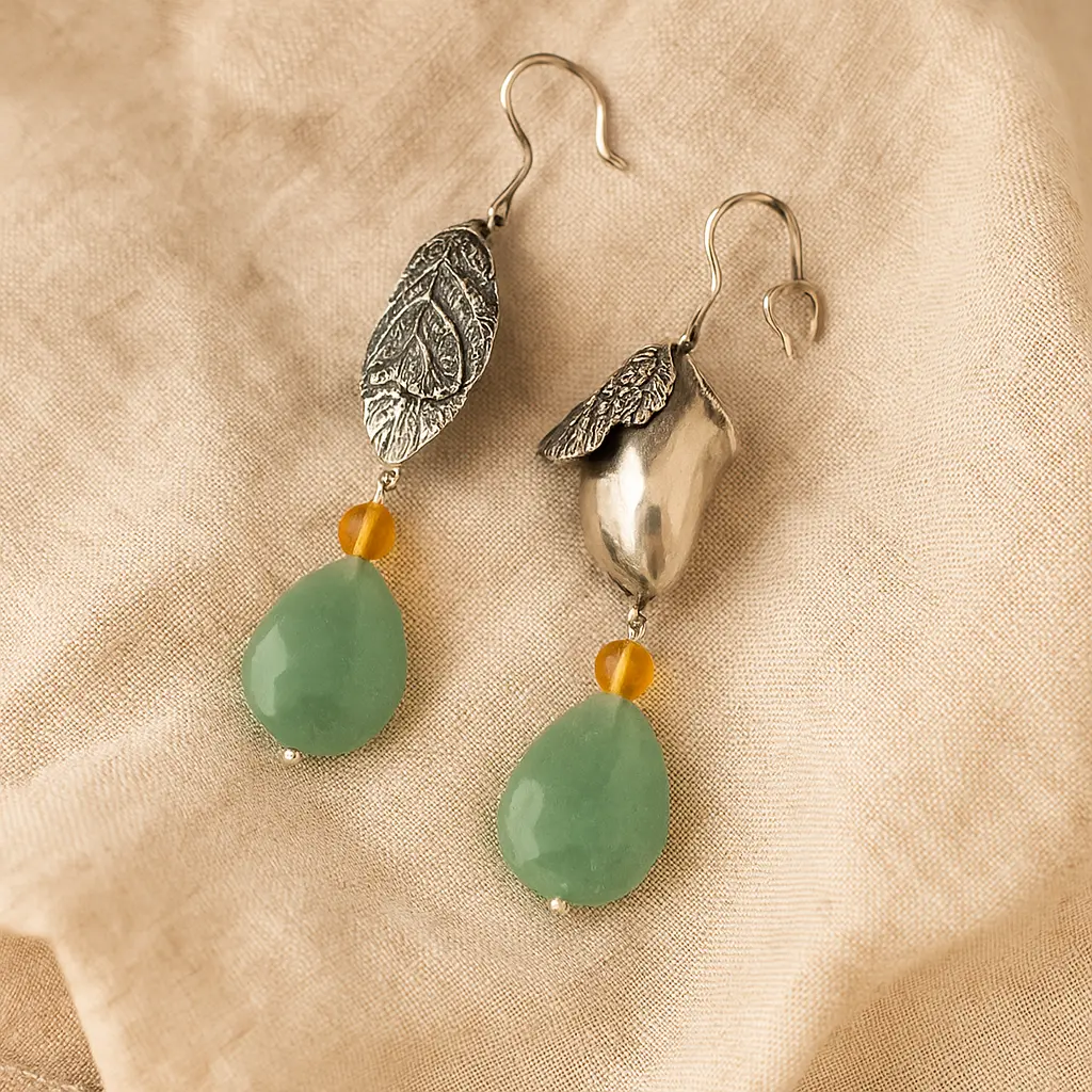 Mixed Earrings – Chrysalis and Leaf with Butterfly A Story of Transformation in Every Detail 609463 P30