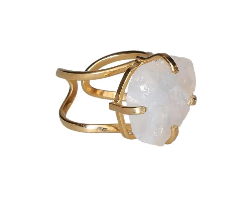Opaline Gem Arc Ring – Moonlit Glow in Silver 612005 - Image 2