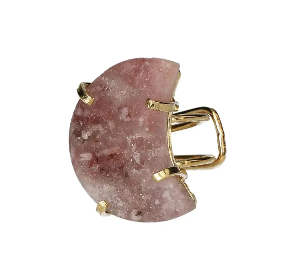 Pink Amethyst Arc Ring β Soft Radiance in Gold 612241 - Image 3