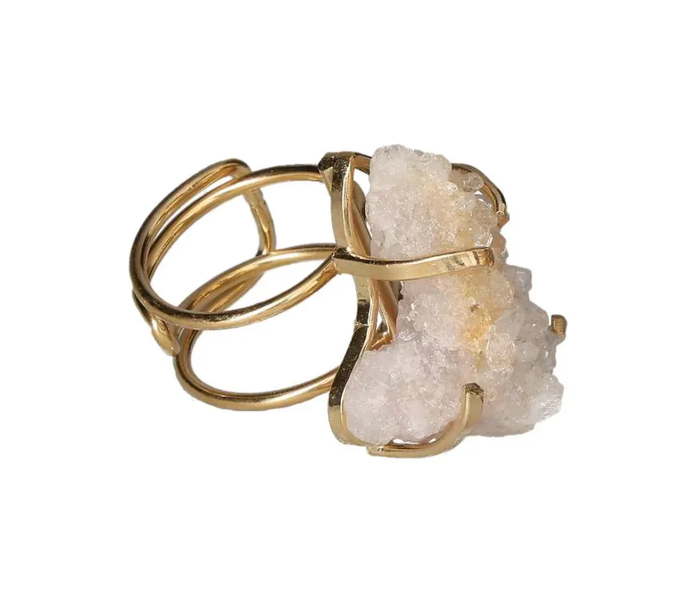 Pink Amethyst Cuff Ring  Golden Arc of Calm 611602 - Image 2