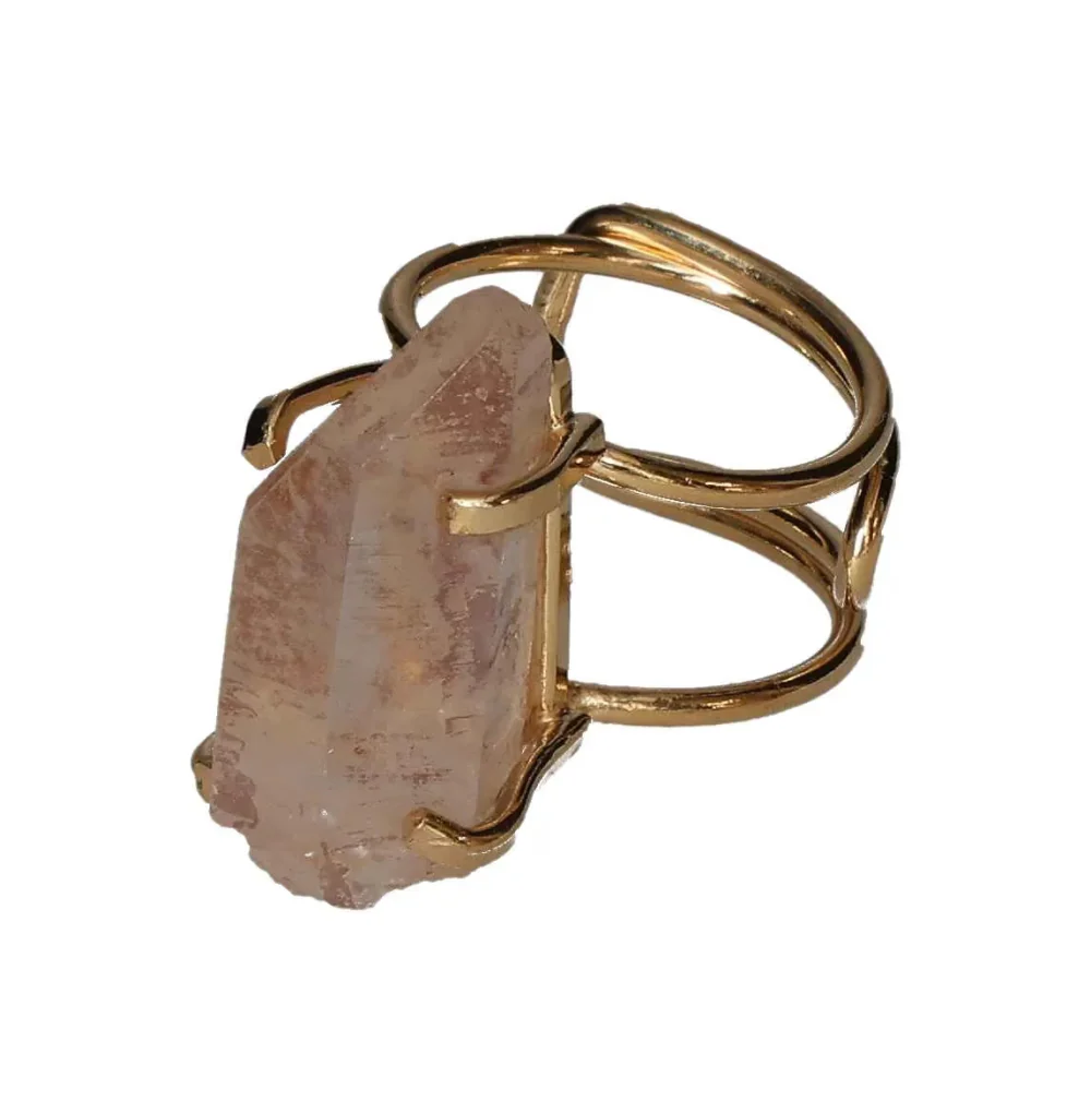 Pink Quartz Arc And Wire Ring Gold 601856 P30 - Image 2