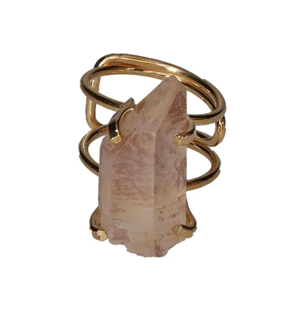 Pink Quartz Arc And Wire Ring Gold 601856 P30 - Image 3