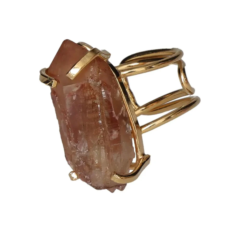Pink Quartz Arc And Wire Ring Gold 601764 P30 - Image 2