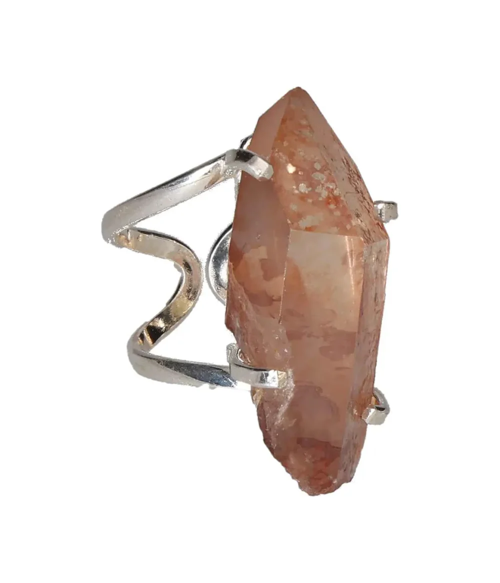 Pink Quartz Arc And Wire Ring Silver 601702 P30