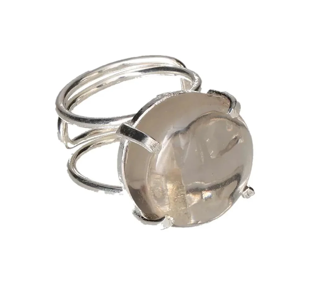 Smoky Quartz Cabochon Arc And Wire Ring Silver 602198 P30
