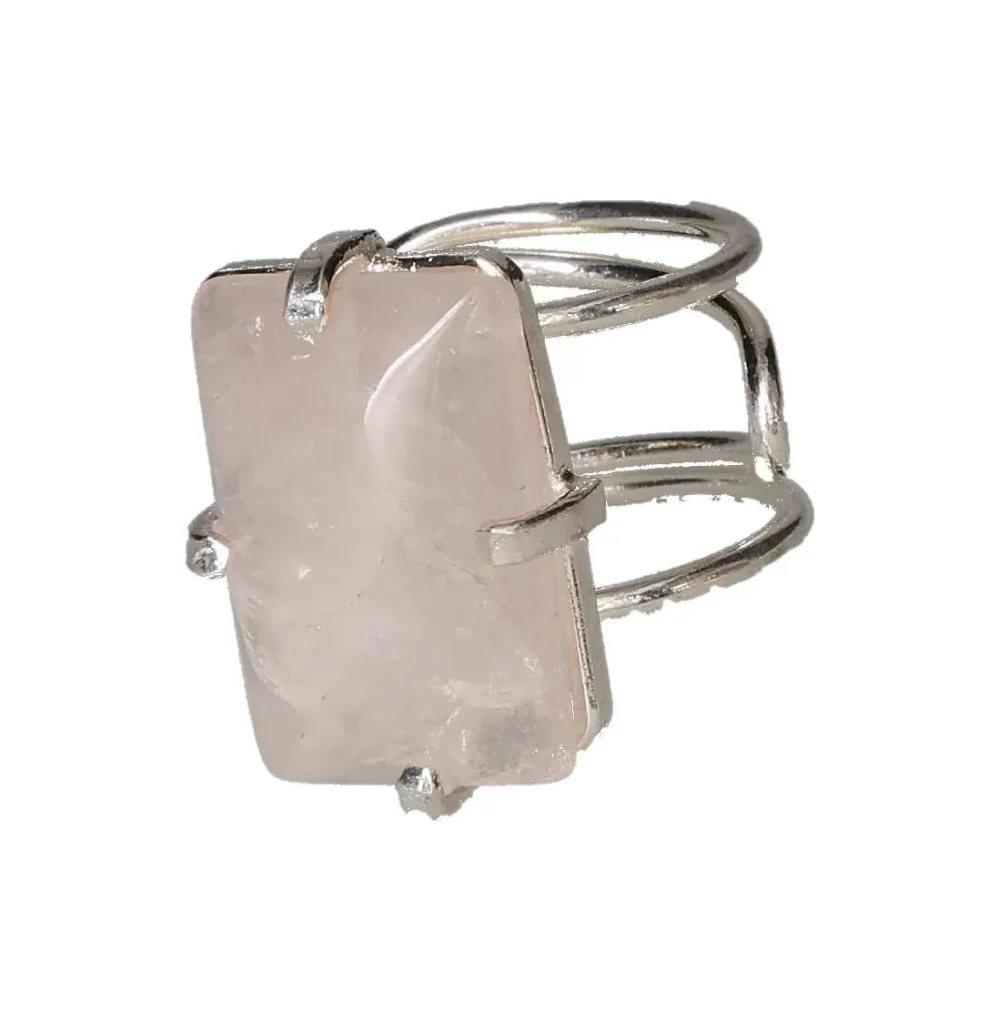 Pink Quartz Cabochon Arc And Wire Ring Silver 602259 P30 - Image 2