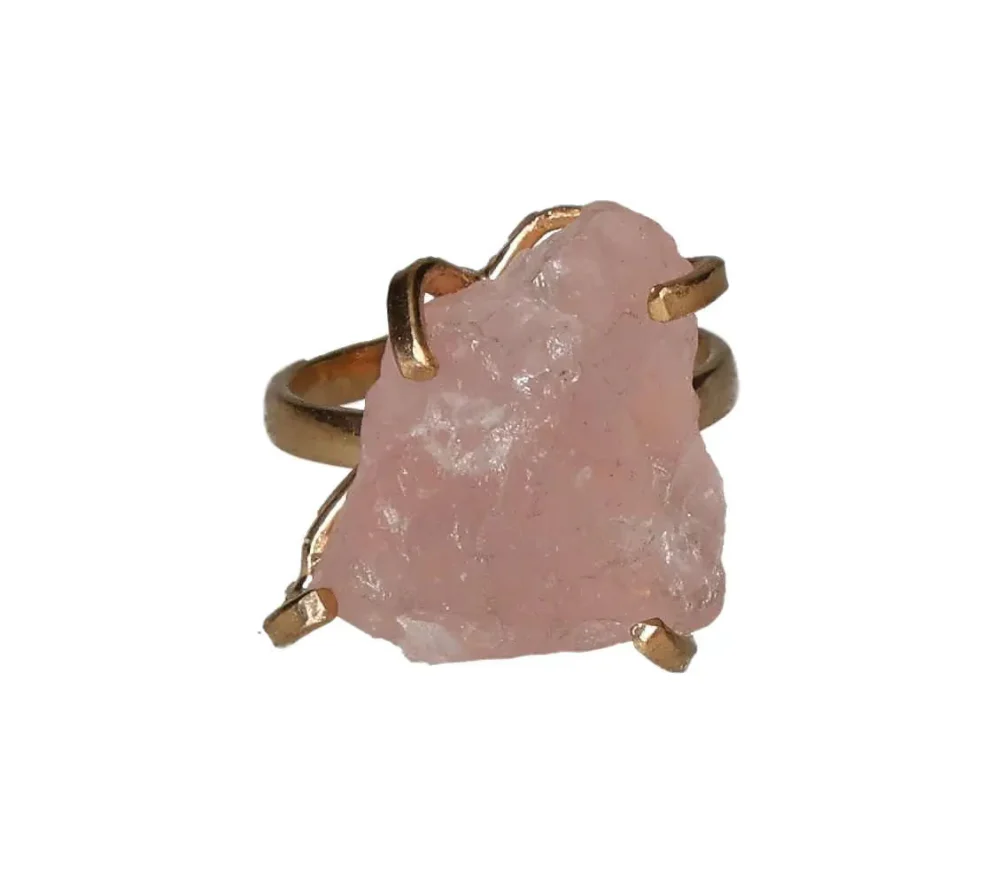 Pink Quartz Raw Simple Band Ring Gold 602945 P30 - Image 3