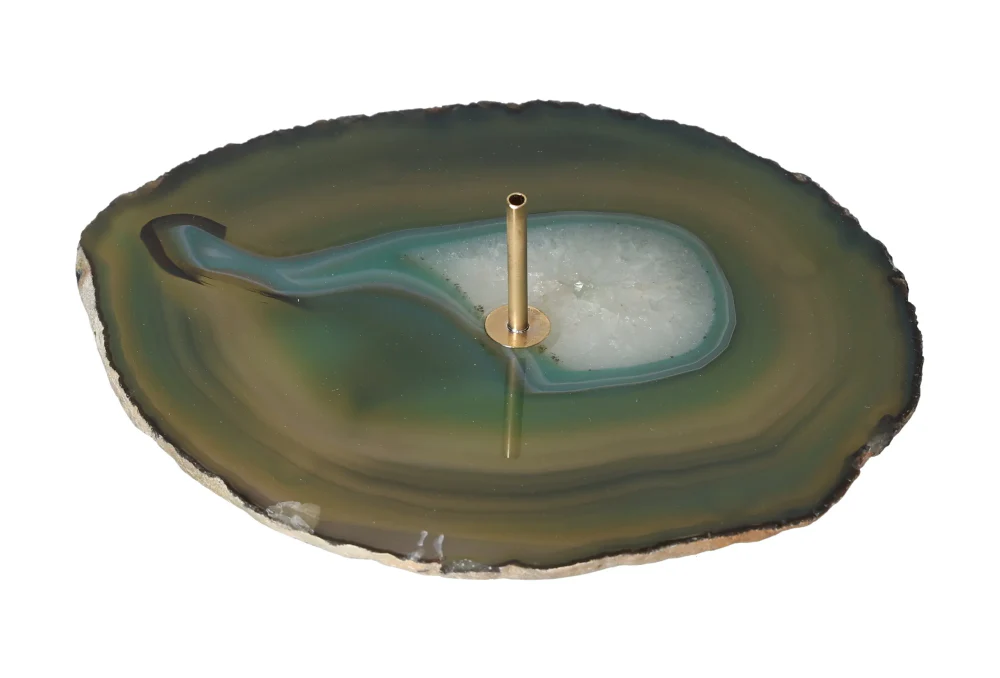 Green Polished Agate Slice Incense Holder 634953 - Image 6