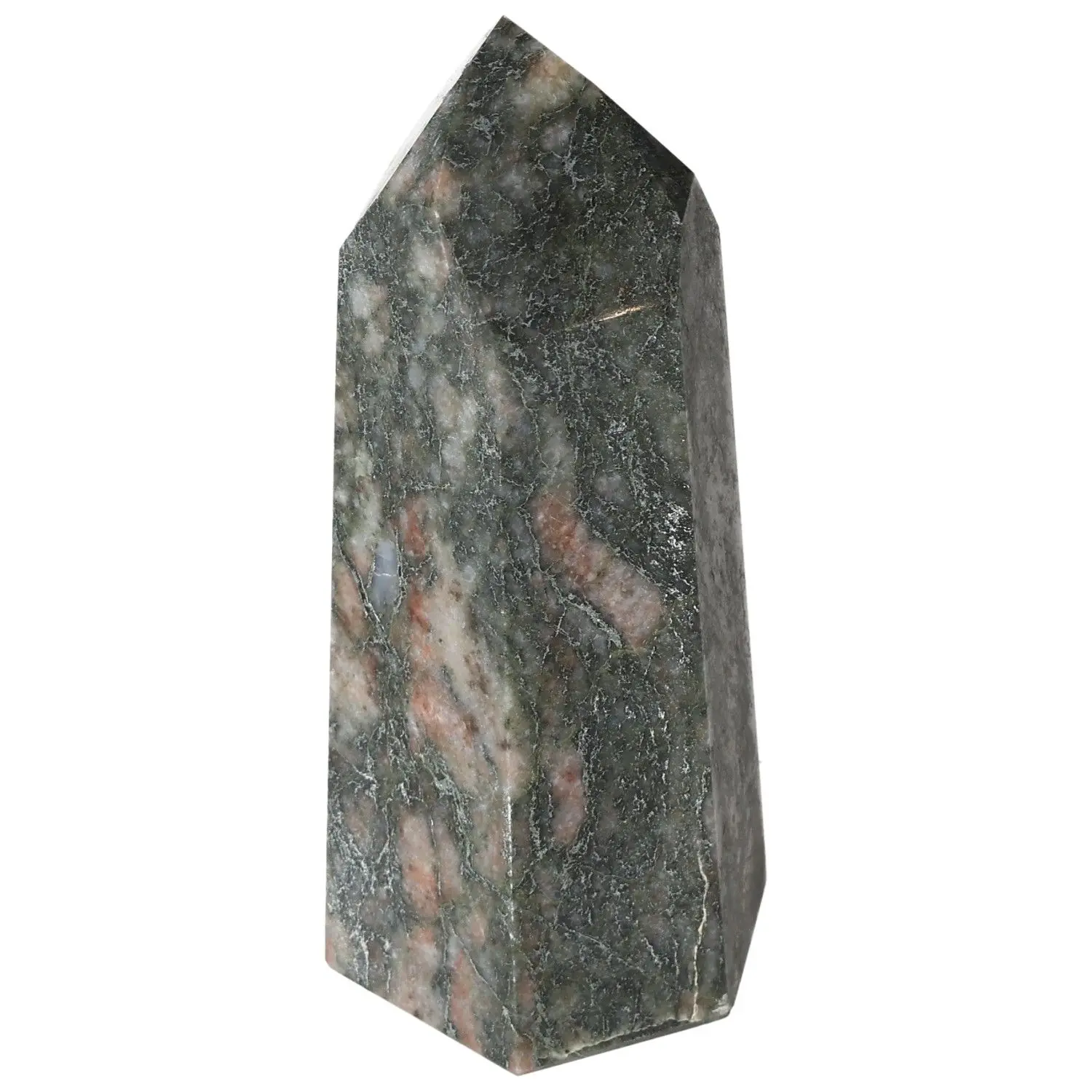 Polished Amphibole with Quartz and Feldspar Obelisk 579018 - Image 4