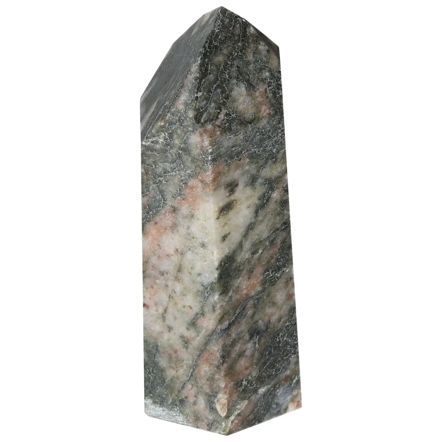 Polished Amphibole with Quartz and Feldspar Obelisk 579018 - Image 6