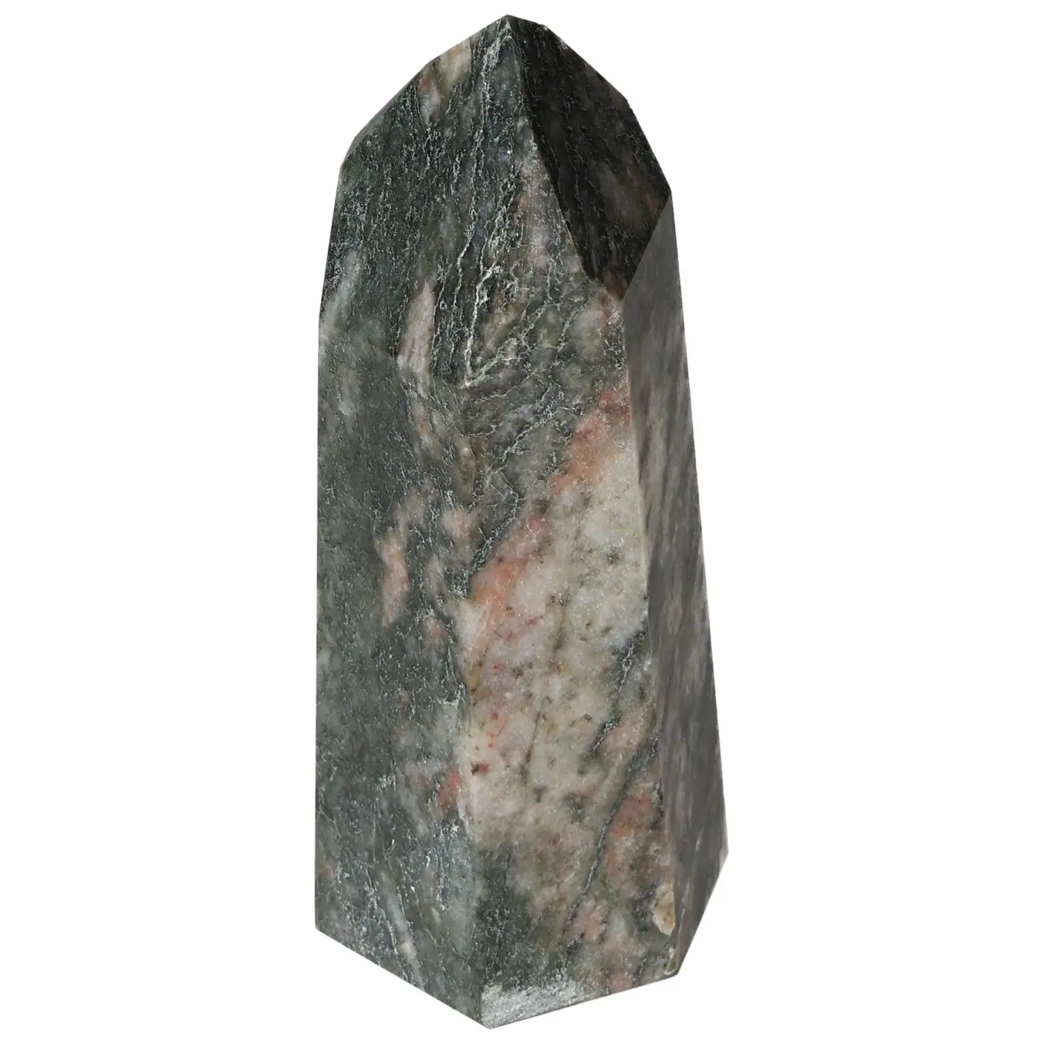 Polished Amphibole with Quartz and Feldspar Obelisk 579018 - Image 7