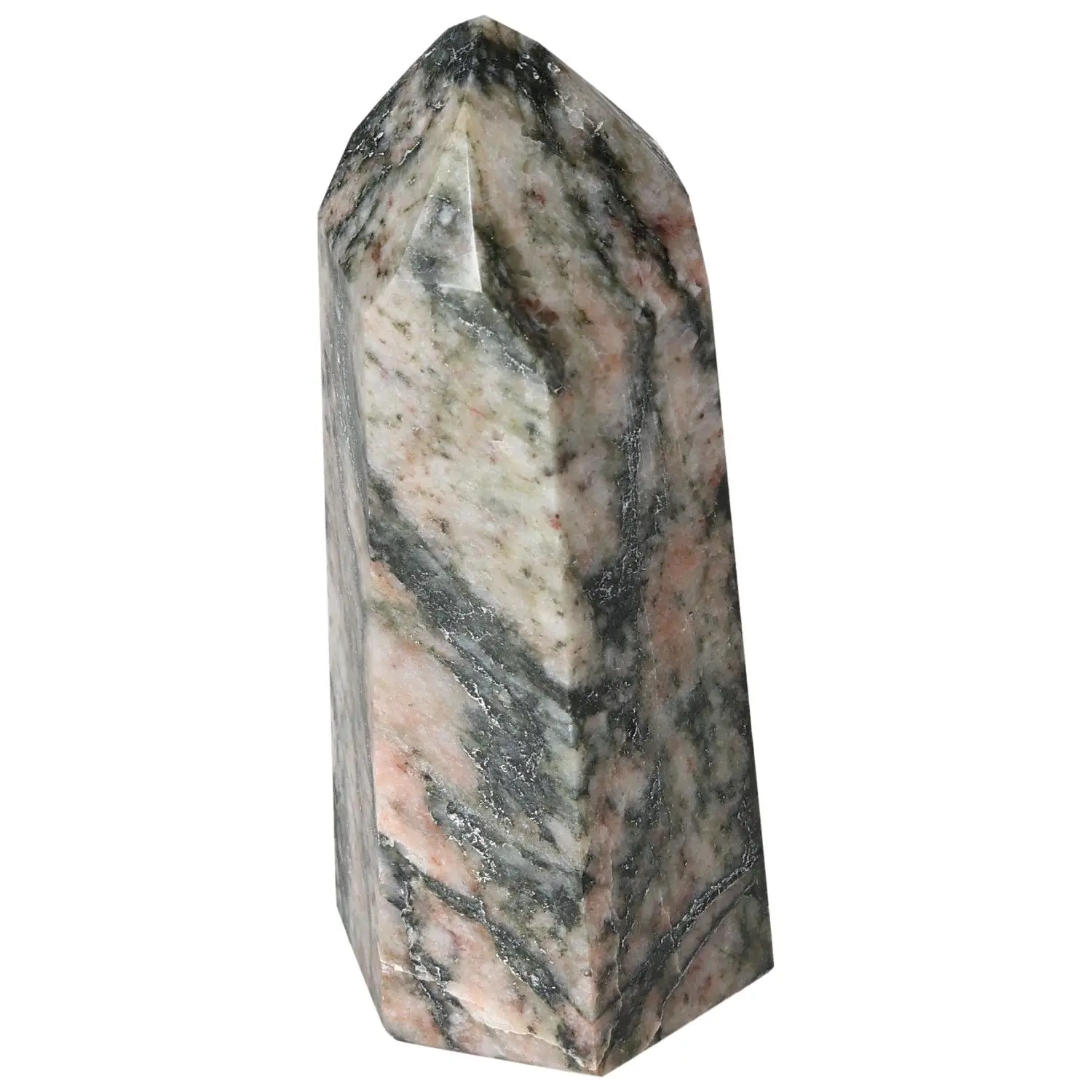 Polished Amphibole with Quartz and Feldspar Obelisk 579001 - Image 3