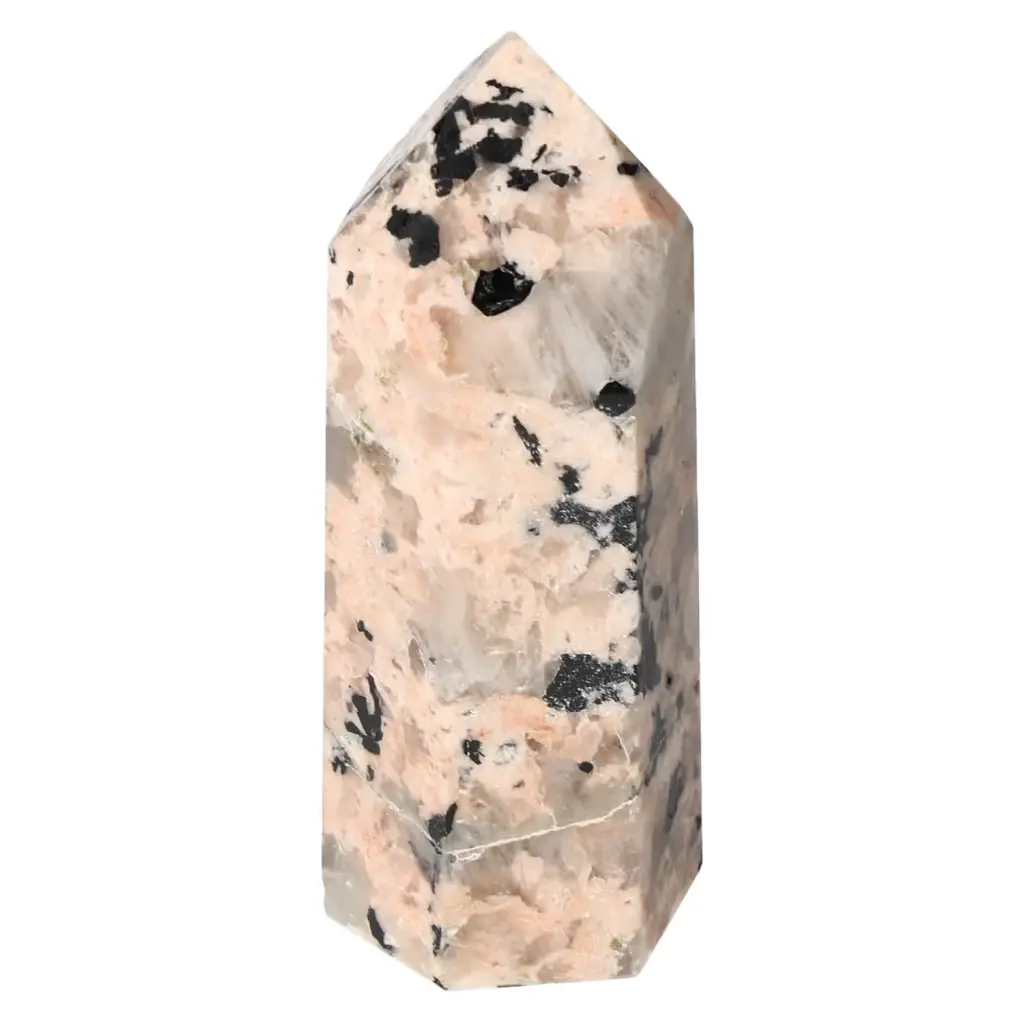 Polished Feldspar Quartz Tourmaline Obelisk 578943