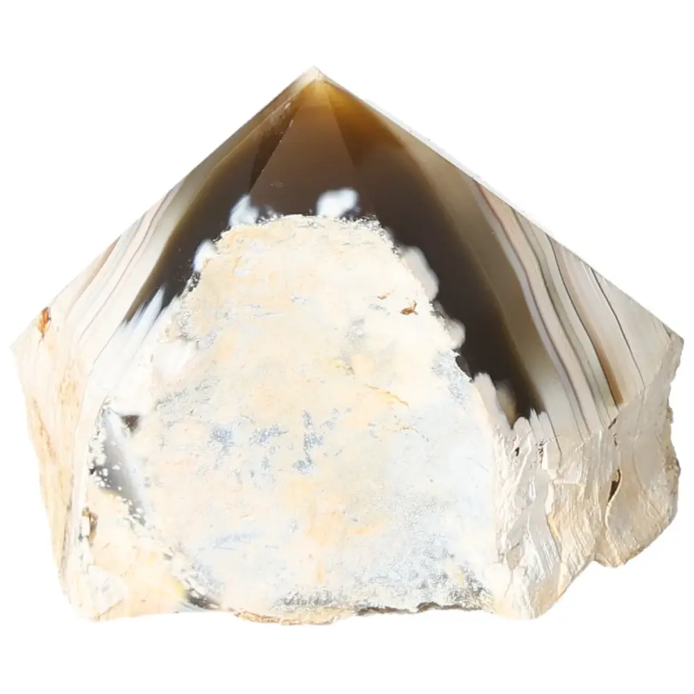 Polished Agate Point Creamy white with brown and light beige accents 573405 - Image 2