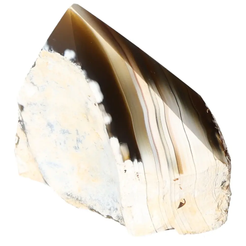 Polished Agate Point Creamy white with brown and light beige accents 573405 - Image 3