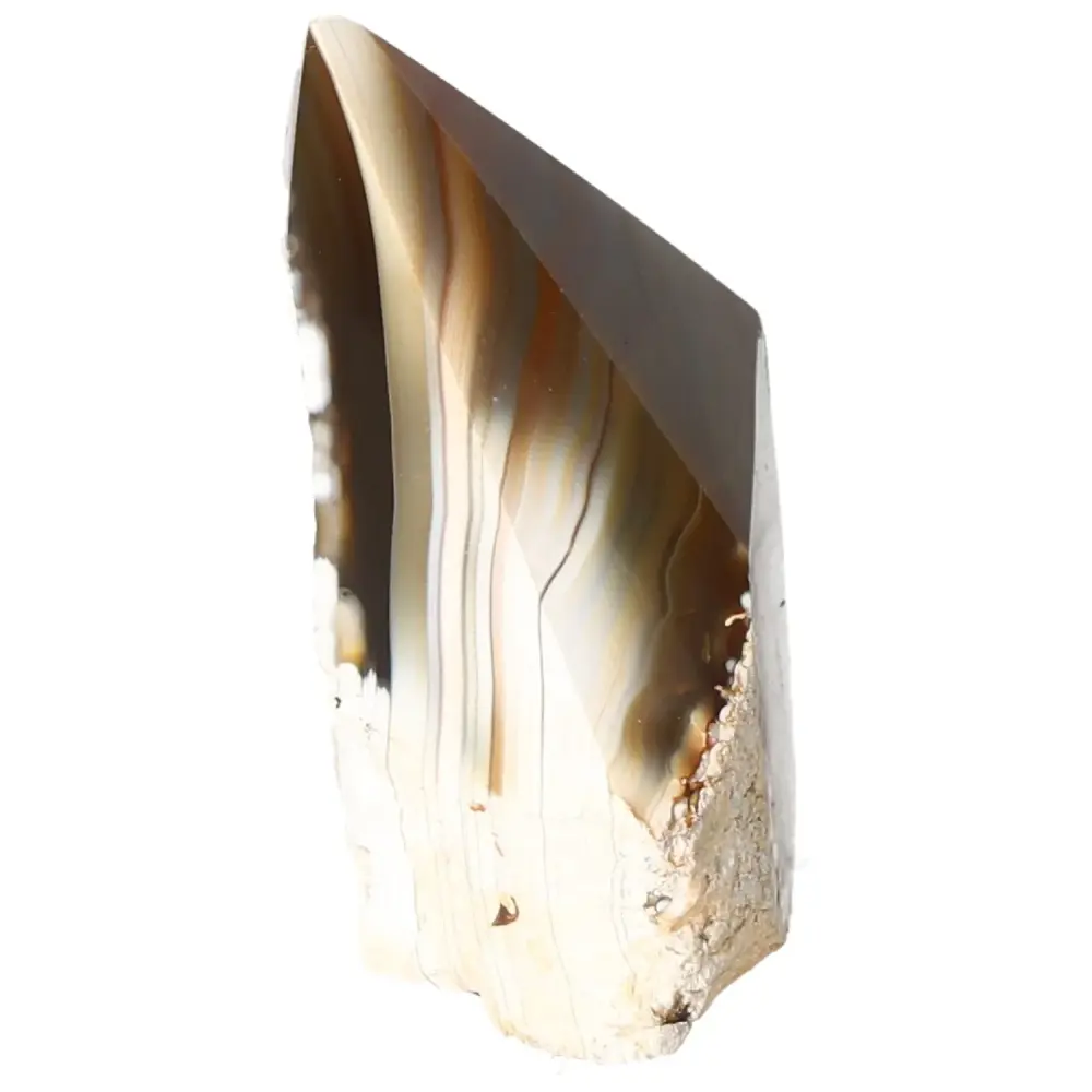 Polished Agate Point Creamy white with brown and light beige accents 573405 - Image 4