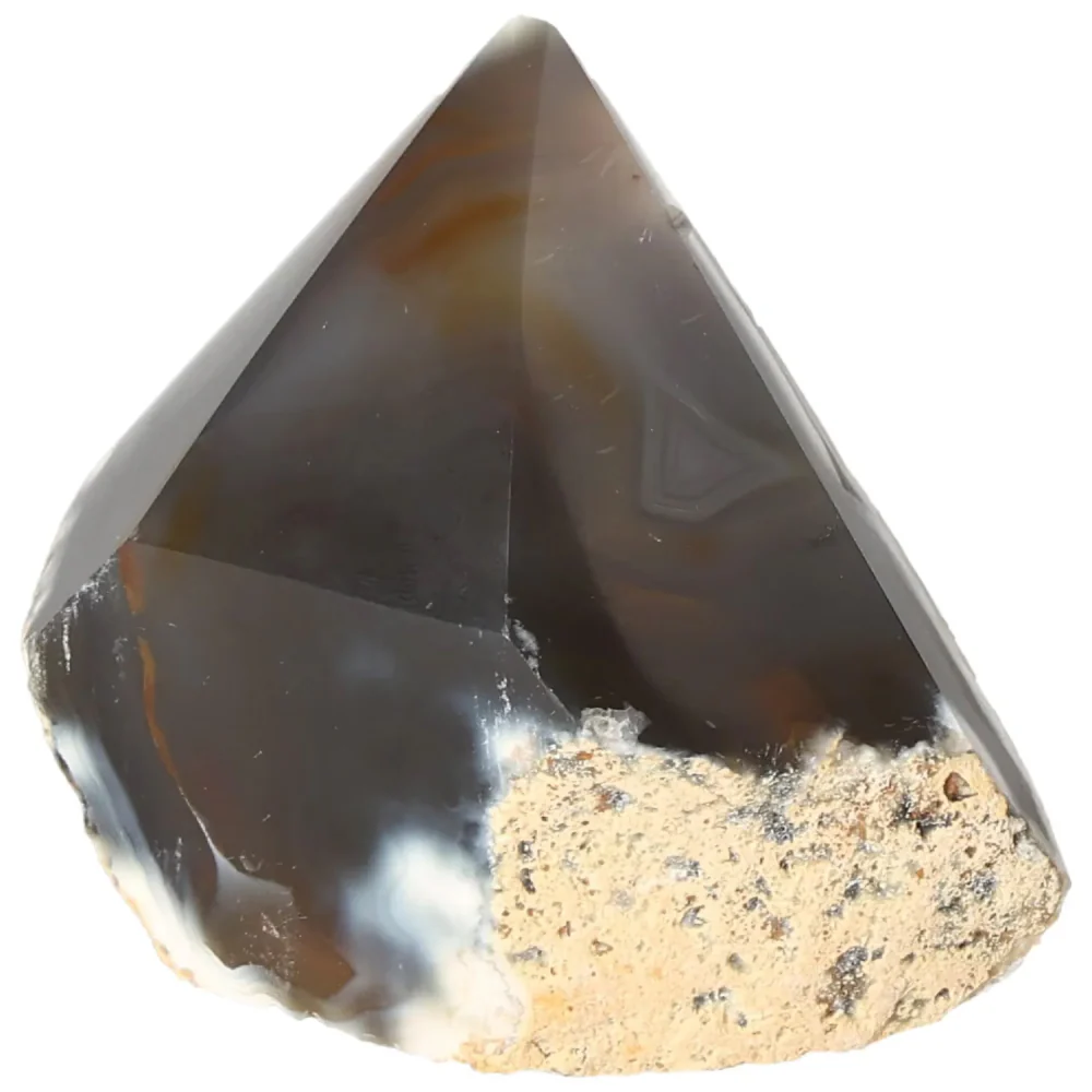 Polished Agate Point Creamy white with black and light yellow accents 573542 - Image 14