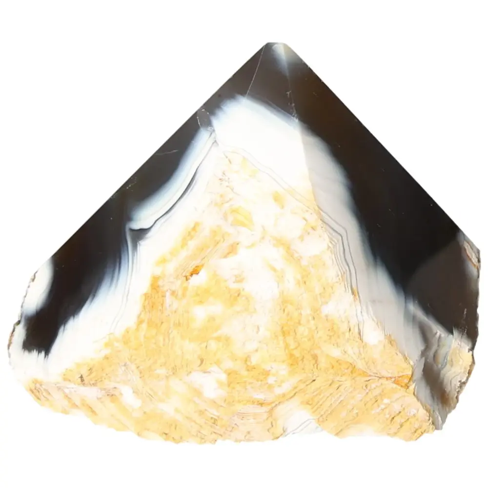 Polished Agate Point Creamy white with black and light yellow accents 573542 - Image 2