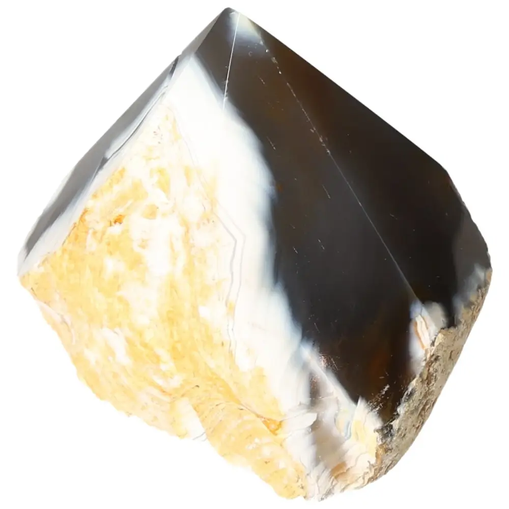 Polished Agate Point Creamy white with black and light yellow accents 573542 - Image 3