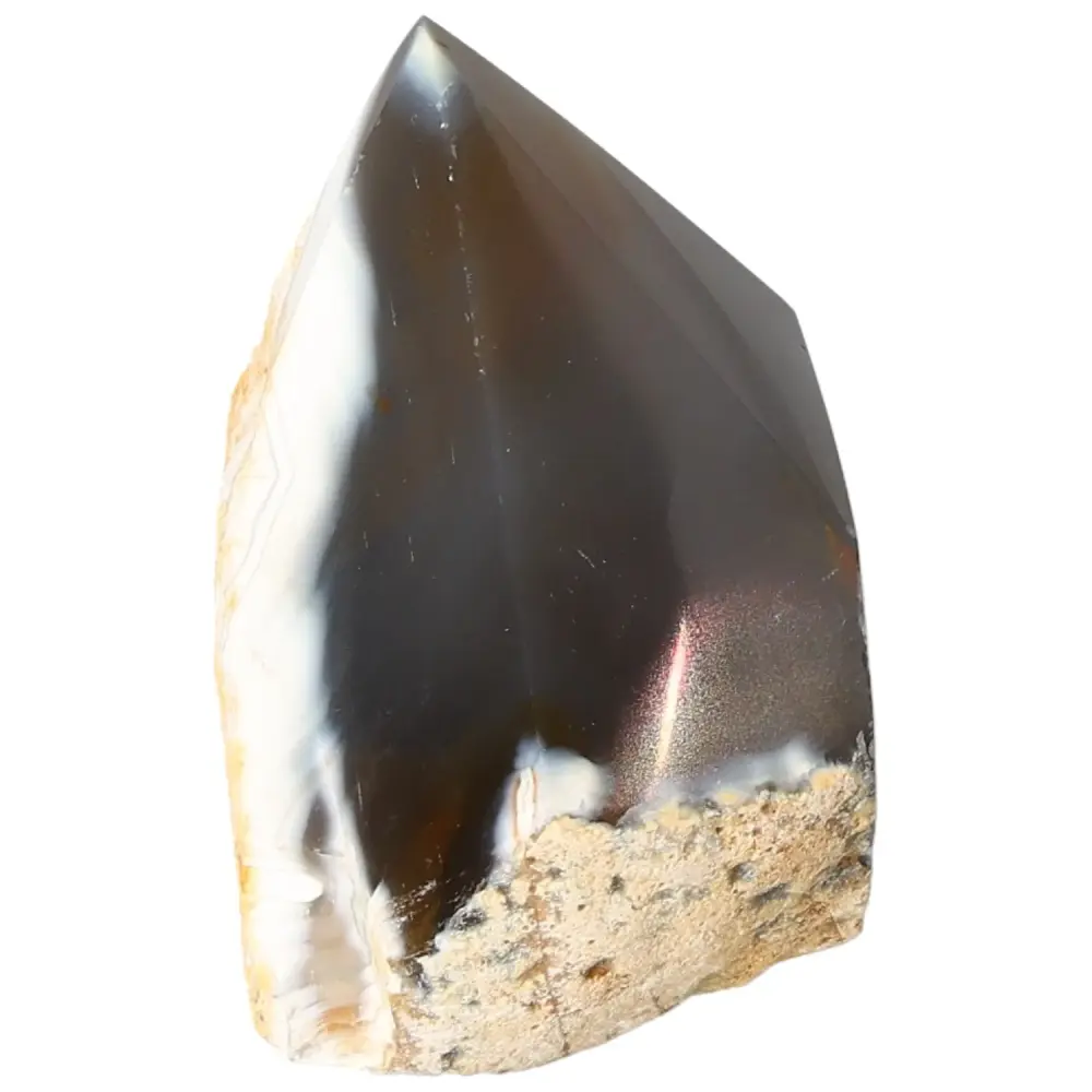 Polished Agate Point Creamy white with black and light yellow accents 573542 - Image 4