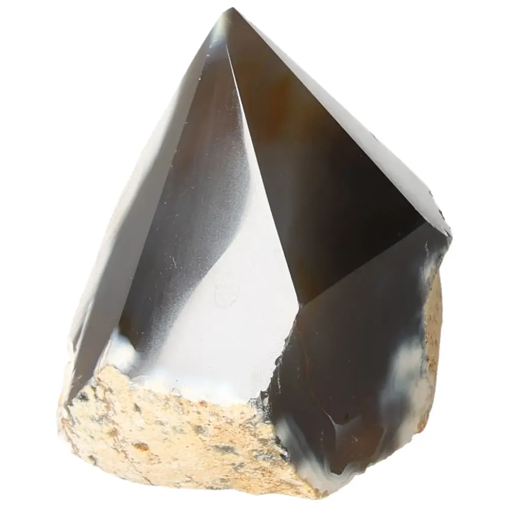 Polished Agate Point Creamy white with black and light yellow accents 573542 - Image 5