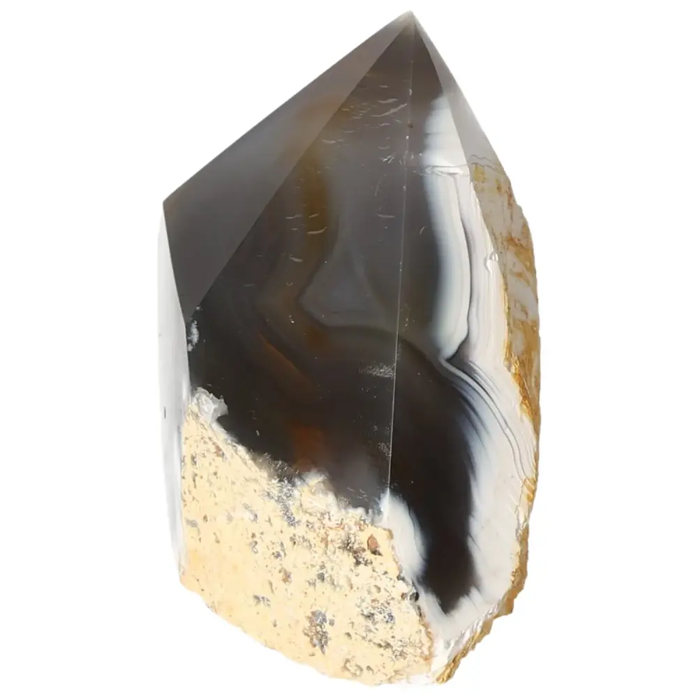 Polished Agate Point Creamy white with black and light yellow accents 573542 - Image 7