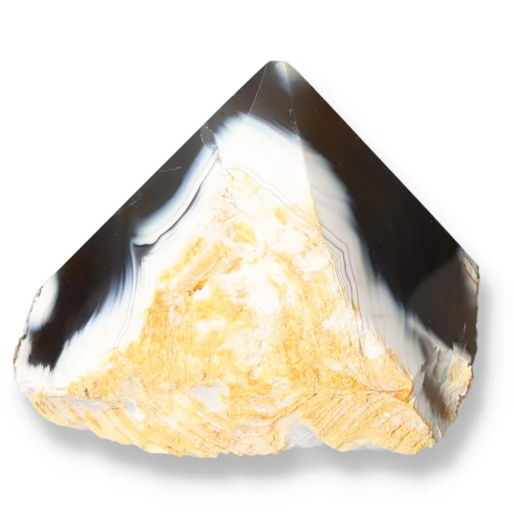 Polished Agate Point Creamy white with black and light yellow accents 573542 - Image 9