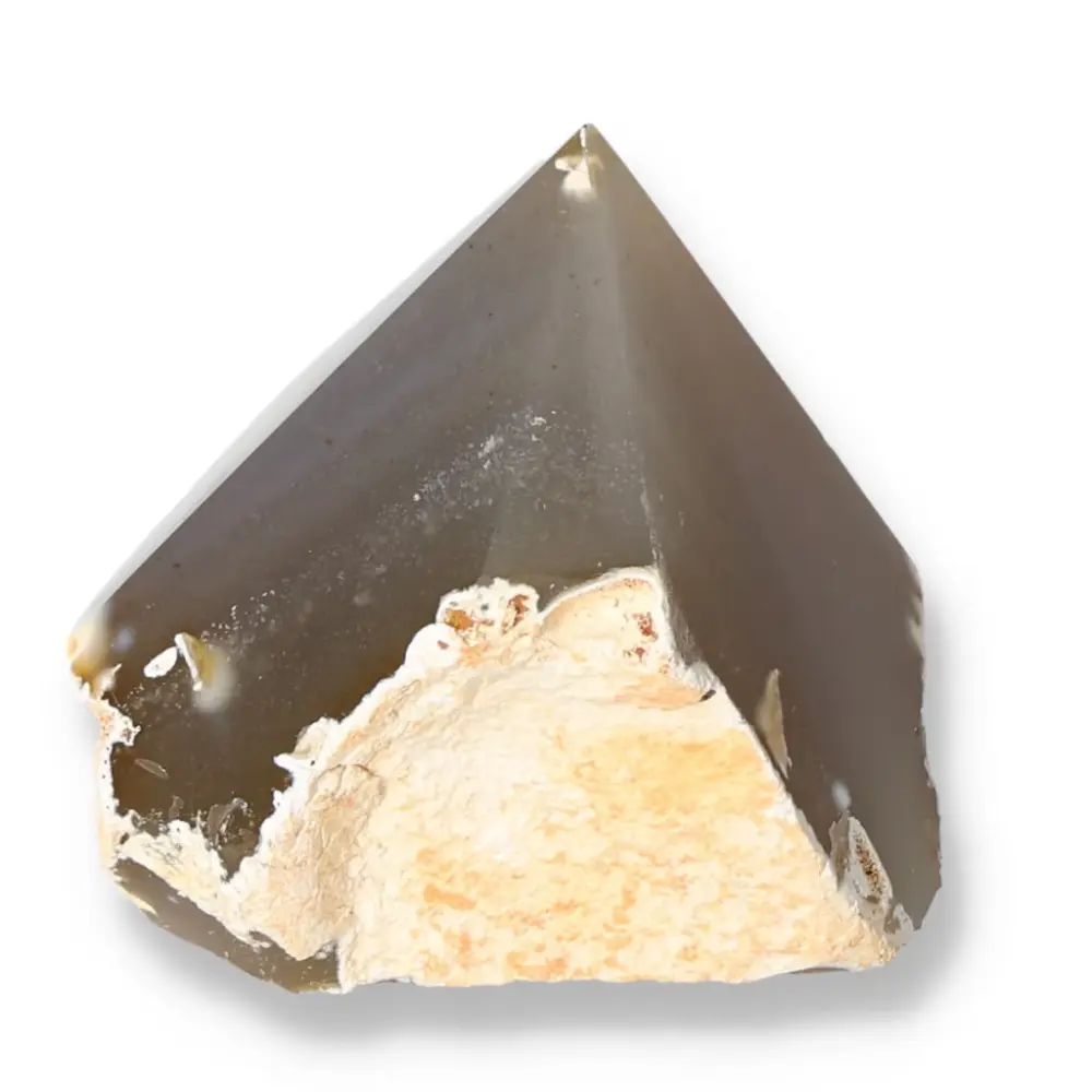 Polished Agate Point Gray with beige and cream tones 573597