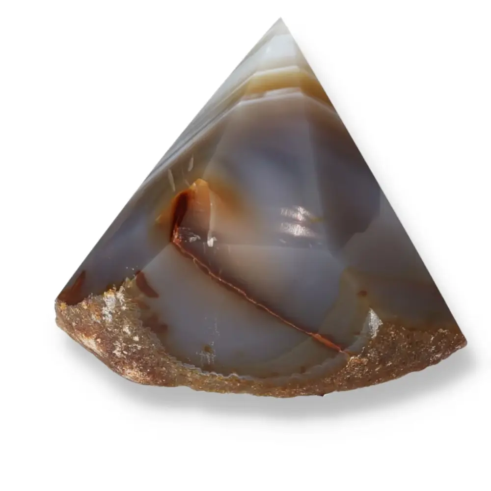 Polished Agate Point Dark gray with orange and cream accents 573665