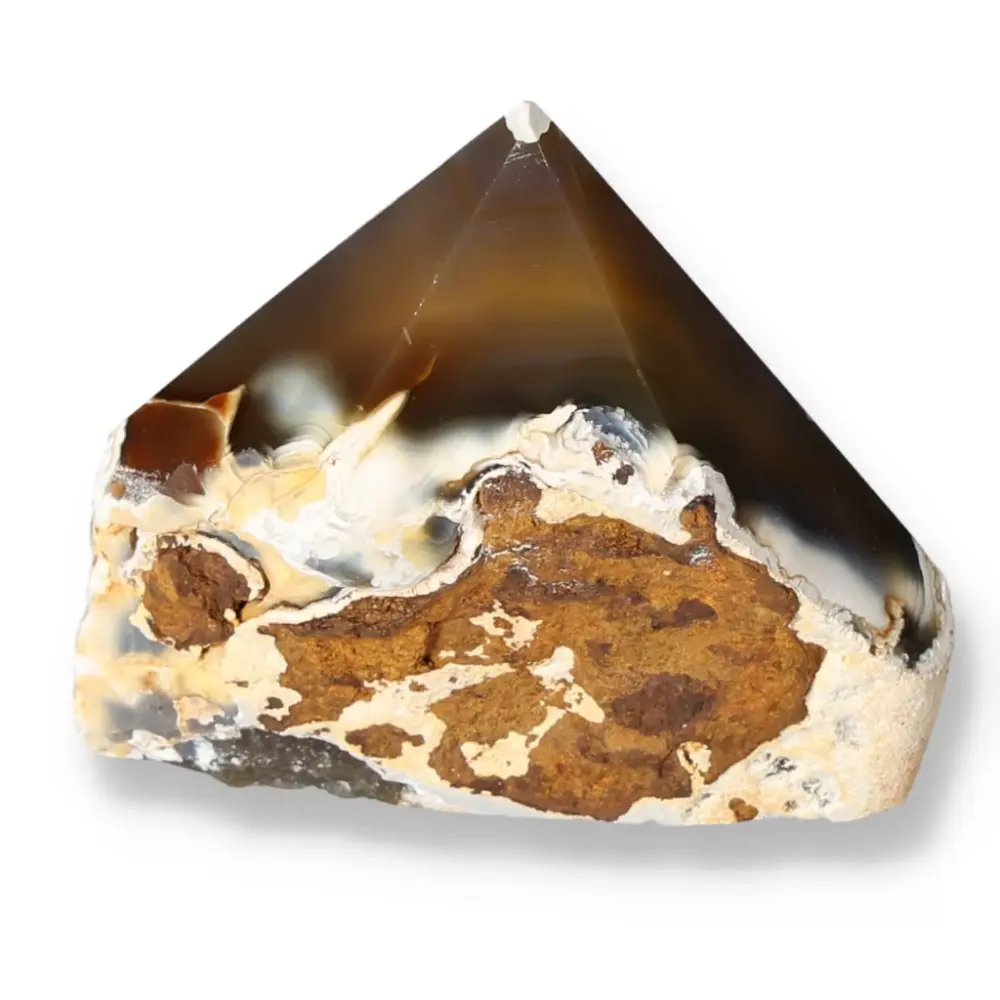 Polished Agate Point Light brown with white and beige accents 573696