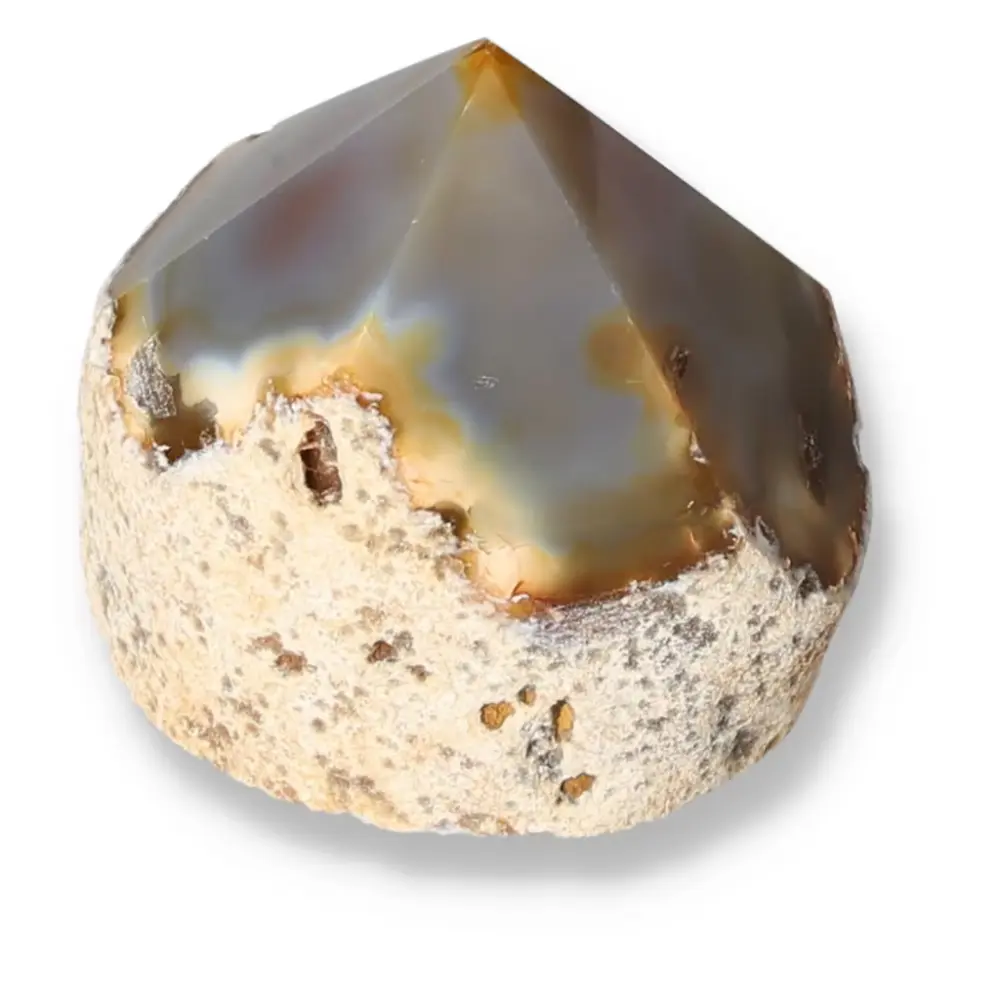 Polished Agate Point Grayish blue with cream and beige tones 573351