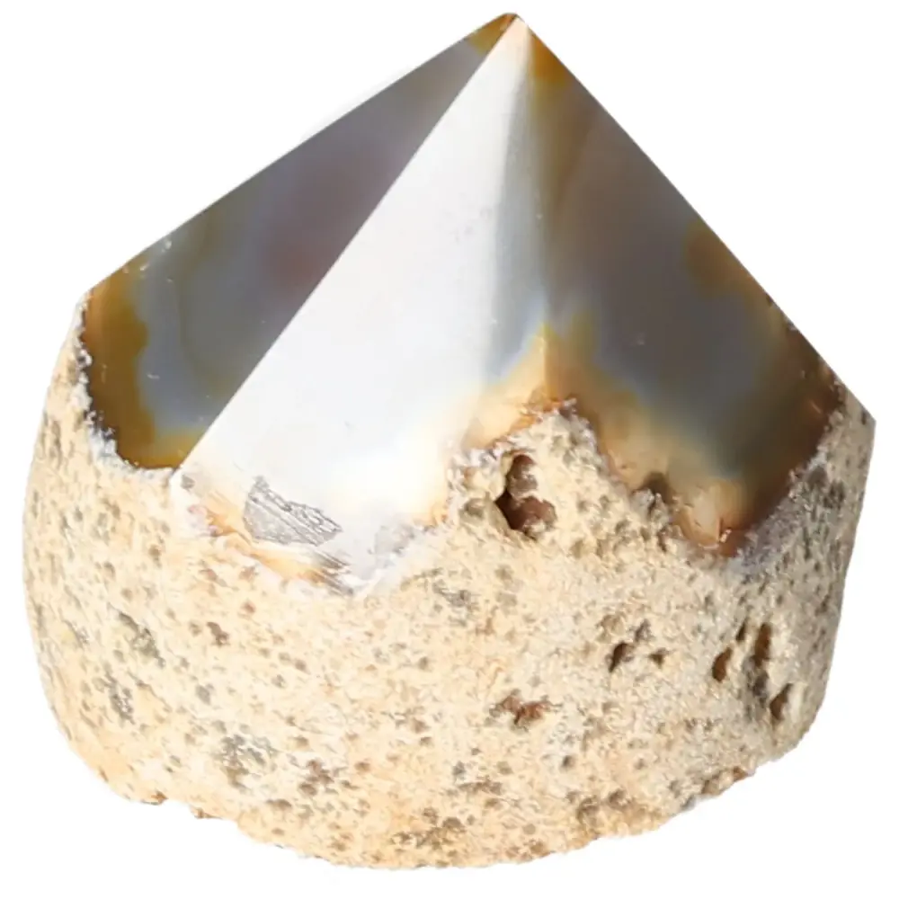 Polished Agate Point Grayish blue with cream and beige tones 573351 - Image 2