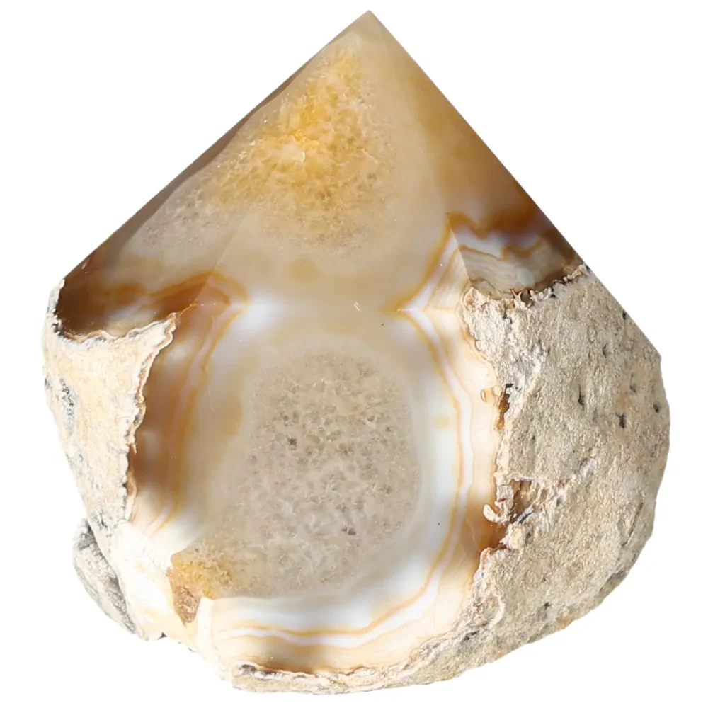 Polished Agate Point Creamy white with light beige and soft brown accents 573368 - Image 10