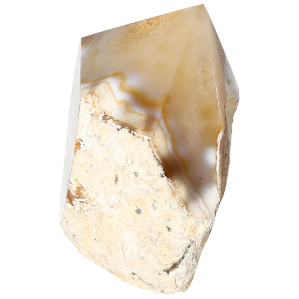 Polished Agate Point Creamy white with light beige and soft brown accents 573368 - Image 12