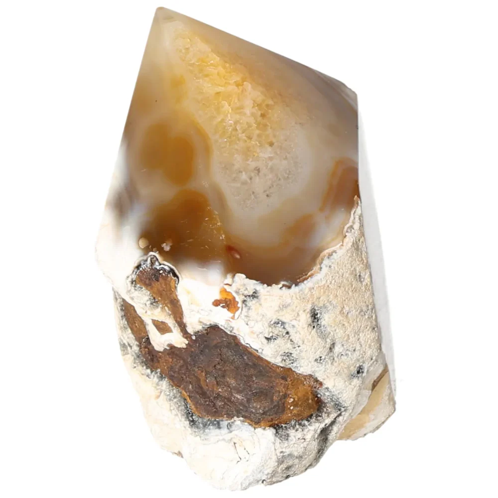 Polished Agate Point Creamy white with light beige and soft brown accents 573368 - Image 15