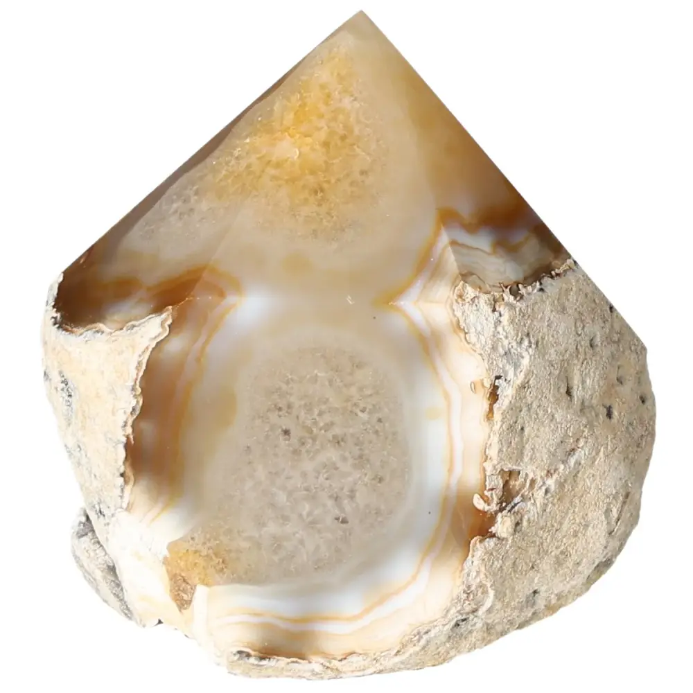 Polished Agate Point Creamy white with light beige and soft brown accents 573368 - Image 2