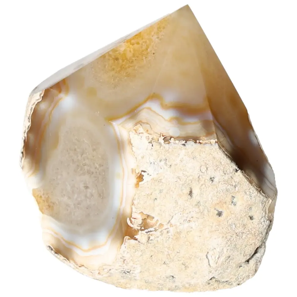 Polished Agate Point Creamy white with light beige and soft brown accents 573368 - Image 3