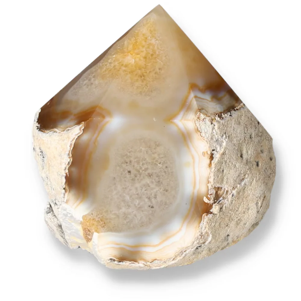 Polished Agate Point Creamy white with light beige and soft brown accents 573368 - Image 9