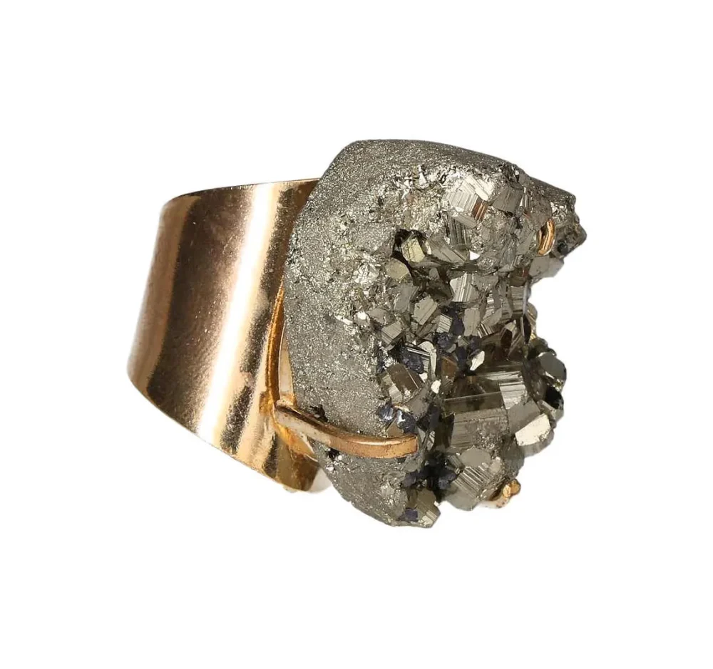 Pyrite Cuff Ring – Golden Shield of Strength 611510 - Image 2