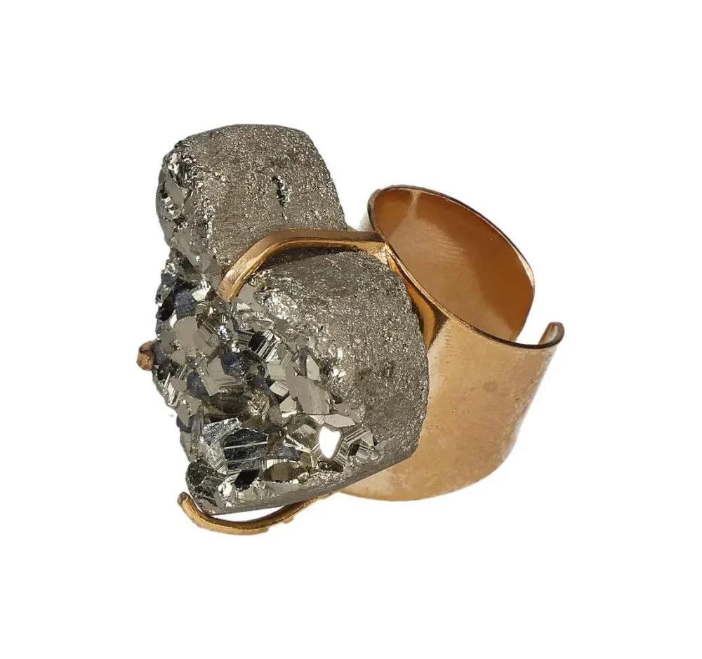 Pyrite Cuff Ring – Golden Shield of Strength 611510 - Image 3