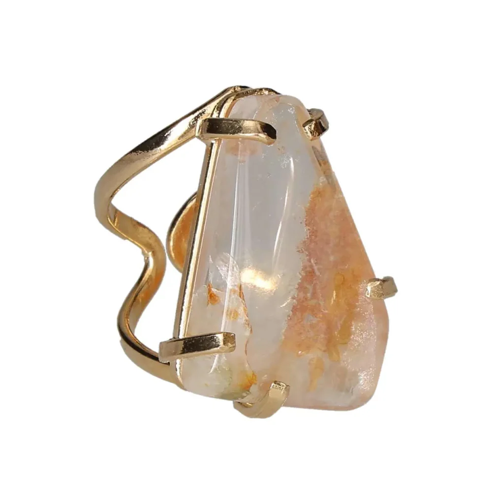 Quartz Cabochon Arc And Wire Ring Gold 602488 P30