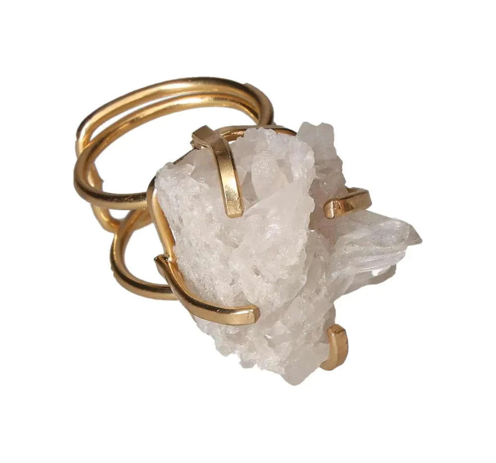 Quartz Cluster Arc And Wire Ring Gold 601238 P30
