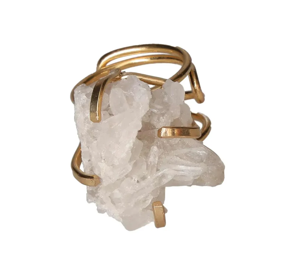 Quartz Cluster Arc And Wire Ring Gold 601238 P30 - Image 3