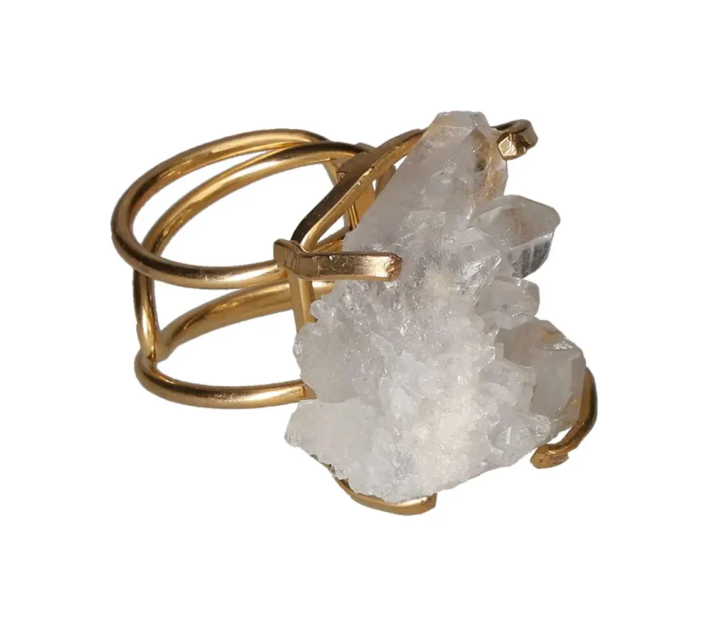 Quartz Cluster Arc And Wire Ring Gold 601276 P30