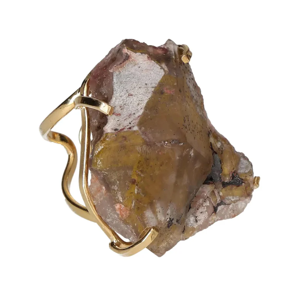 Gold Arc and Wire Ring with Quartz Cluster – Radiant Energy and Natural Elegance 598316 P30
