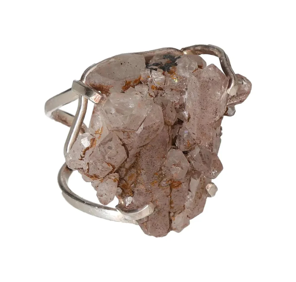 Silver Arc and Wire Ring with Quartz Cluster – Natural Elegance and Radiant Energy 598354 P30