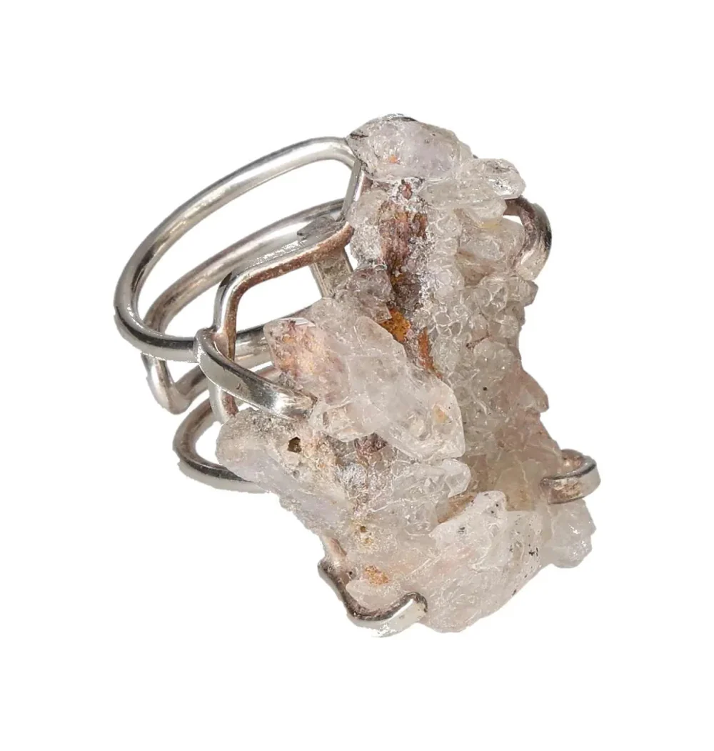 Silver Arc and Wire Ring with Quartz Cluster – Natural Elegance and Radiant Energy 598378 P30
