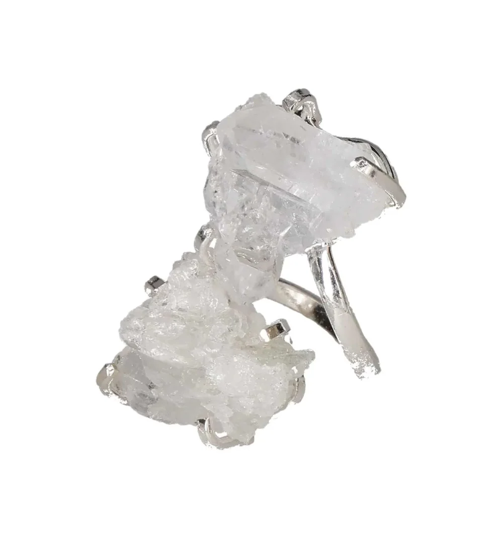 Silver Dual Ring with Quartz Cluster – Clarity and Amplified Energy 596589 P30 - Image 2