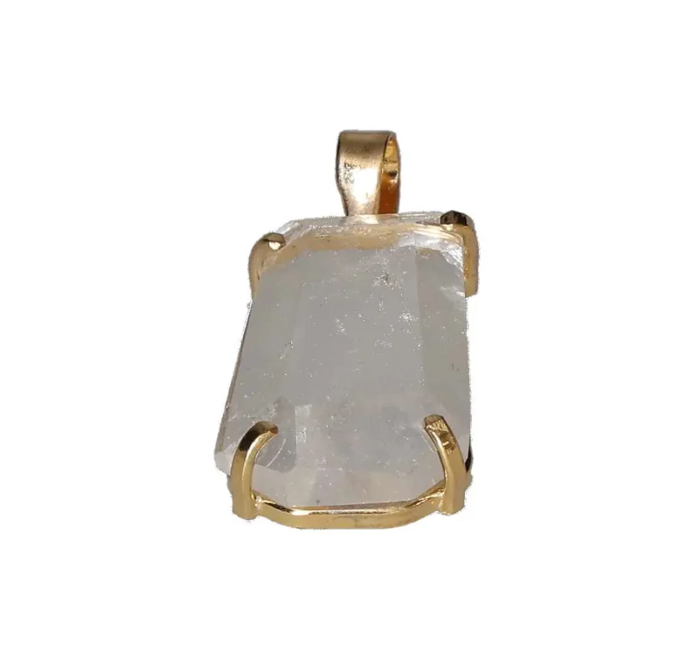 Quartz Faceted Claw Pendant Gold 607315
